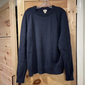 Vintage J.Crew Men's Navy Blue Cotton Pullover Sweater, Size Large